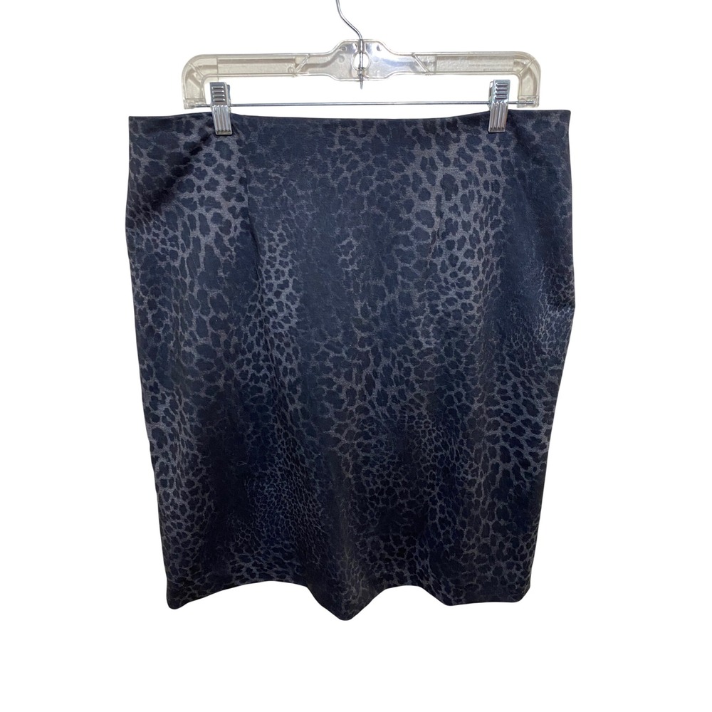 G by Gustavo Arango Womens Grey Black Leopard Print Pencil Skirt Size 14